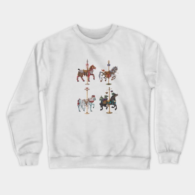 Four Carousel Horses of the Apocalypse Vertical Crewneck Sweatshirt by catherold